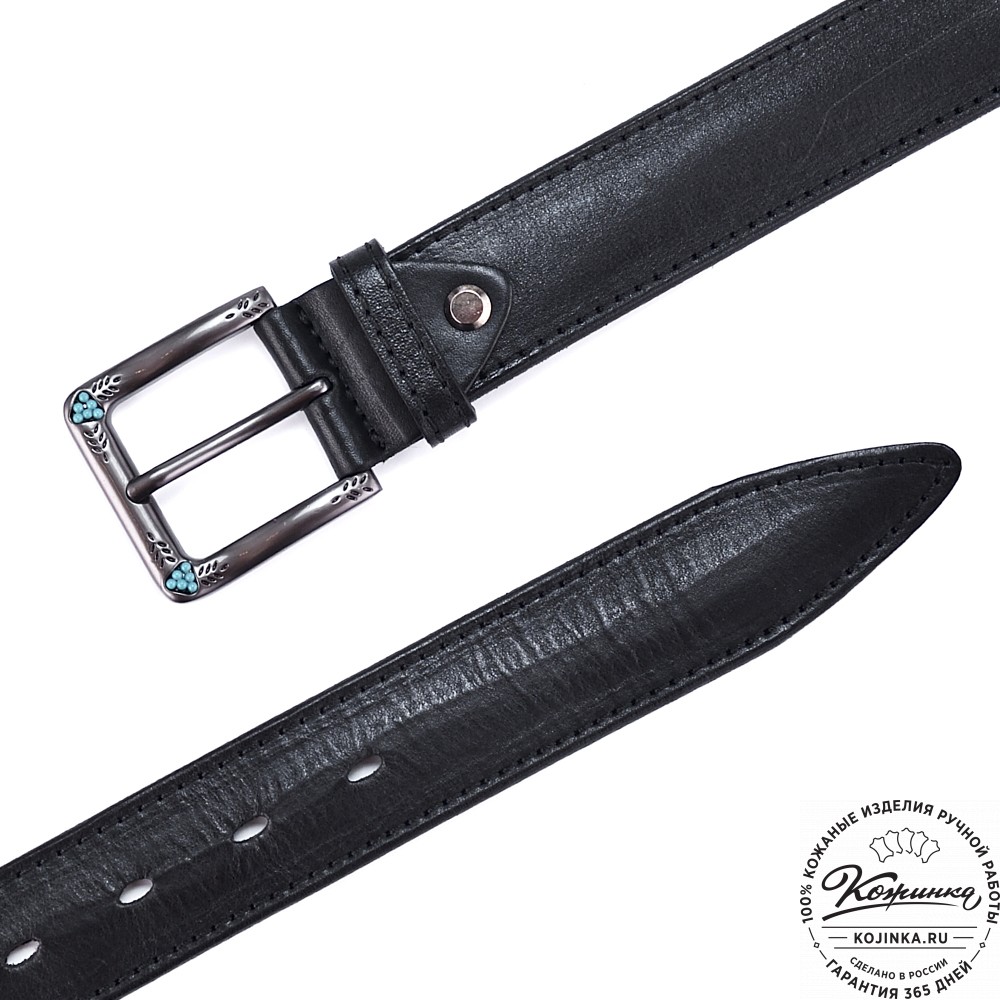 Кожаный ремень "Ирис" (чёрный)